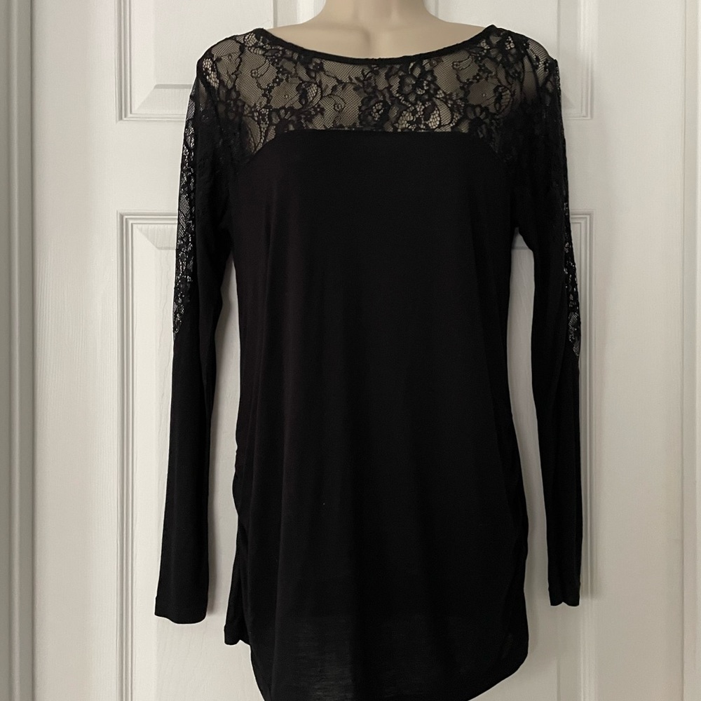 H&M Black Top With Lace Size Med